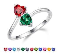 Iefil Adjustable Birthstone Ring for Women - 925 Sterling Silver Double Birthstone Rings, Anniversary Birthday Gifts for Women, Mothers Day Christmas Jewelry Gifts for Her Wife Girlfriend Mom