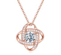 Iefil Birthstone Necklace Gifts for Women - 925 Sterling Silver Love Knot Birthstone Jewelry Natural or Created Gemstone Mothers Valentines Day Anniversary Birthday Christmas Gifts for Her Mom Wife