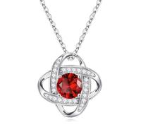 Iefil Birthstone Necklace Gifts for Women - 925 Sterling Silver Love Knot Birthstone Jewelry Natural or Created Gemstone Mothers Valentines Day Anniversary Birthday Christmas Gifts for Her Mom Wife