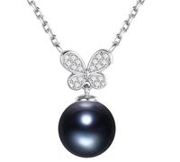 Iefil Gift for Women Tahitian Black Pearl Necklace, Natural Freshwater Cultured Pearl Necklaces for Women, 10-11mm Pearls Luxury Jewelry, Anniversary Birthday Gifts for Wife Mom Her, 19"+2" Adjustable