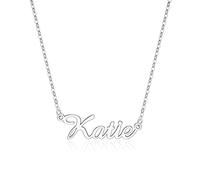 IEFLIFE Custom Name Necklace Personalized, 14K Gold Plated Personalized Name Necklace White Gold Plated Monogram Necklace Personalized Jewelry Name Plate Necklace Gifts for Women, White Gold Brass, No