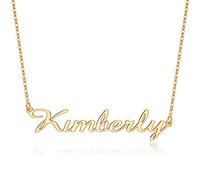 IEFLIFE Custom Name Necklace Personalized, 14K Gold Plated Personalized Name Necklace White Gold Plated Monogram Necklace Personalized Jewelry Name Plate Necklace Gifts for Women, Brass, No Gemstone