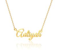 IEFSHINY Aaliyah Personalized Name Necklace, 14K Gold Plated, Customized for Women & Men