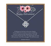 Ieftop Retirement Gifts for Women Necklace, 14K White Gold Plated Cubic Zirconia Love Knot Necklaces for Women Nurse Coworker Farewell Gifts Teacher Retirement Gifts for Women 2025