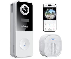 ieG oorbell Camera Wireless, No Monthly Fee, 180° Head to Toe View Video Doorbell Wireless, AI Motion Detection, 2-Way Talk Voice Changer, 3MP Night Vision, Only 2.4GHz WiFi, Works with Alexa