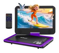 ieGeek Portable DVD Player 12.5", with 10.5" HD Swivel Screen, Car Travel DVD Players 5 Hrs Rechargeable Battery, Region-Free Video Player for Kids Elderly, Remote Control, Sync TV, Purple