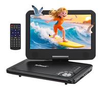 ieGeek Portable DVD Player 12.5", with 10.5" HD Swivel Screen, Car Travel DVD Players 5 Hrs Rechargeable Battery, No Region Restrict Video Player for Kids, Remote Control, Sync TV, Black
