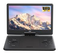 ieGeek 15.9" Portable DVD Player with 14.1" Swivel Screen, HDMI Input, 6-Hour Rechargeable Battery, Region Free, USB/SD Playback, Ideal Gift for Seniors, Kids and Travel, Black