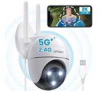ieGeek 2.4G/5GHz PTZ Security Camera Outdoor, 2K 3MP Dual-Band WiFi CCTV Camera, Color Night Vision, WiFi Home IP Camera with Human Detection, Siren, 2-Way Audio, Work with Alexa, Memory/Cloud(Wired)