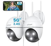 ieGeek 2.4G/5GHz PTZ Security Camera Outdoor, 2K Dual-Band WiFi CCTV Camera, Color Night Vision, WiFi Home IP Camera with Human Detection, Siren, 2-Way Audio, Support Alexa, Memory/Cloud, 2PCS (Wired)