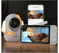 ieGeek 2.5K 2.4G/5Ghz WiFi Baby Monitor with Camera Night Vision, 5.5'' Screen＆App Control, Face Covering＆ Prone Sleeping Detection, PTZ, Cry＆Motion Detection, Auto-tracking, Adjustable Night Light