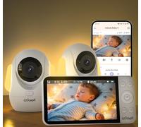 ieGeek 2.5K 2.4/5Ghz WiFi Baby Monitor and 5.5'' Screen, Two-camera Split-screen View, Adjustable Night Light, 360° PTZ, Face Covering/Prone Sleeping/Cry/Motion Detection, 4000mAh Battery