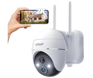 ieGeek 2K 360° Wireless Security Camera Outdoor with Color Night Vision, Rechargeable Battery CCTV Camera Systems, Home PTZ Wifi Camera, Motion Detection, Siren Floodlight,Voice Intercom,Remote Access