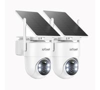 ieGeek 2K/3MP 360° PTZ Security Camera Outdoor Wireless with Removable Solar Panel,Continuous Power 2.4G WIFI CCTV Camera,PIR Motion Detection,Color Night Vision,APP Alert,IP65,Alexa Compatible(2pcs)