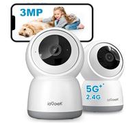 ieGeek 2K 2.4G/5GHz WiFi Indoor Security Camera, Plug-in Pet/Baby Camera with App, Color Night Vision, 360° PTZ, 4X Zoom, Auto-Tracking, Two-way Talk, Memory/Cloud Storage, Alexa, No Monthly Fee, 2PCS