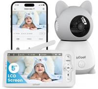 Iegeek 2K Baby Monitor 5 Inch Screen Two Way Talk Cry Motion Detection Temp Humidity Sensor Ptz Remote Control Via App