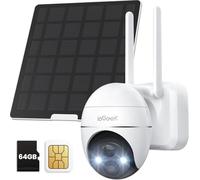 ieGeek 4G LTE Cellular Security Camera Outdoor with SIM Card 64GB Memory Card, Solar No WiFi Wireless CCTV Camera Systems, 2K 360° PTZ Battery Camera,Color Night Vision,Motion Detection,Siren Light
