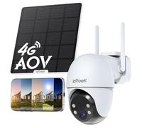 ieGeek 4G LTE Solar Security Camera Outdoor Wireless, AOV Tech 24/7 Recording, 2K PTZ No Wifi Security Surveillance Camera with SIM Card, 30M AI Human Detection, Auto Tracking, Color Night Vision