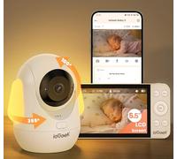 ieGeek 2.5K 2.4G/5Ghz WiFi Baby Monitor with Camera Night Vision, 5.5'' Screen＆App Control, Face Covering＆ Prone Sleeping Detection, PTZ, Cry＆Motion Detection, Auto-tracking, Adjustable Night Light