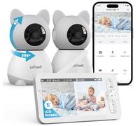 5" Split-Screen Baby Monitor with 2 Cameras and Night Vision, 2K Video Baby Camera, Two-Way Talk, Cry & Motion Detection, Temper& Humidity Sensor, PTZ, Remote Control via Screen and Free APP