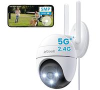 ieGeek 5MP 2.4/5Ghz Security Camera Outdoor, 360° PTZ CCTV Camera Systems,15M Color Night Vision, WiFi Home IP Camera, Human Detection, Siren and Light Alarm, 2-Way Audio, Alexa, Memory/Cloud(Wired)