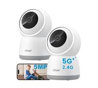 ieGeek 5MP 2.4G/5GHz WiFi Indoor Security Camera, Plug-In Pet Camera with App, Night Vision, 360° PTZ, 4X Zoom, Auto-Tracking, Two-way Talk, Alexa, Memory/Cloud Storage, No Monthly Fee, 2PCS