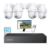 ieGeek【8MP+2TB HDD+360°PTZ】PoE Security CCTV Camera Systems with AI Human & Vehicle Detection, 4K Lite H.265+ DVR/NVR, 4PCS Home Security Cameras, Color Night Vision, Automatic Tracking, Remote Access
