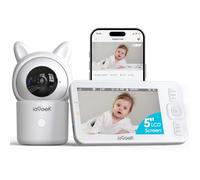 ieGeek Baby Monitor with 5" 720P Screen and 1080P Camera, Baby Camera with Night Vision, Temper& Humidity Sensor, Two-Way Talk, 4x Zoom, PTZ, Remote Control via Screen and Free APP