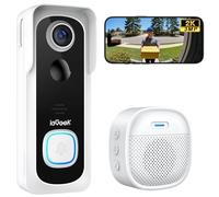 ieGeek Doorbell Camera Wireless No Monthly Fee, 2K HD Video Doorbell with Chime, Smart Ai Detection Alert, 2-Way Talk, Night Vision, Only 2.4GHz WIFI, Works with Alexa, White