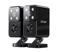 ieGeek No Monthly Fee 2K Security Camera Outdoor Wireless, 180° Horizontal Pan, Rechargeable Battery Wifi Camera, Colour Night Vision, Motion Detection, Siren Floodlight, Voice Intercom, Black, 2PCS