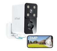 ieGeek 2k Security Camera Outdoor Wireless with Pan Rotating 180°, Rechargeable Battery Wifi Home Security Camera CCTV Camera Systems, Colour Night Vision, AI Motion Detection, Siren Floodlight, IP65