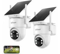 ieGeek Solar Security Camera Outdoor Wireless with Integrated/Removable Solar Panel, 3MP 360° Outdoor Camera, No Monthly Fee Home CCTV Camera, Motion Detection, Color Night Vision, 2 Pack/2PCS Set