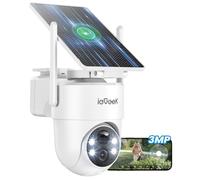 ieGeek Solar Security Camera Outdoor Wireless with Integrated/Removable Solar Panel, 3MP 360° Outdoor Camera, No Monthly Fee Home CCTV Camera, Motion Detection, Color Night Vision, No Subscription Fee