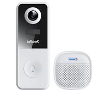 ieGeek Video Doorbell Camera Wireless No Subscription, 3MP 180° HD View Head to Toe, Only Support 2.4GHz WiFi, AI Motion Detection, Real-time Reminders with Chime, Cloud Storage Works with Alexa