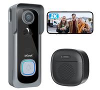 ieGeek Video Doorbell Wireless with Chime - 2K HD Doorbell Camera Grey, Smart Home Security Door Bell Voice Message and Changer, Two-Way Audio, PIR Detection, Easy Installation, Night Vision
