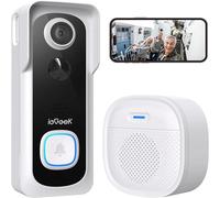 ieGeek Video Doorbell Wireless with Chime 2K HD Doorbell Camera, Smart Home Security Door Bell Voice Message and Changer