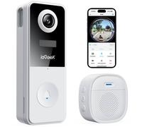 iegeek Waterproof 2K Wireless Doorbell with 180° Fisheye Camera in White iegeek White