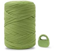 iEGrow 400g T Shirt Yarn for Crocheting 140m, Chunky Yarn for Hand Knitting, Yarn for Crochet,Polyester Ribbon for Crochet Bag, Blanket, Basket, DIY Crafts, Home Decor Wormwood Green