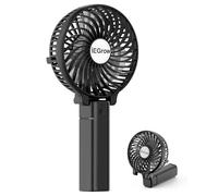 iEGrow Handheld Fan, Portable USB Mini Travel Fan with 2000mAh Rechargeable Battery, 3 Speeds Desk Fan for Home, Office and Travel-Black