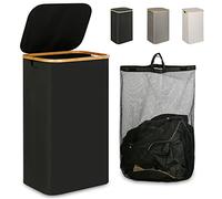 iEGrow Laundry Hamper with Lid, 110L Large Laundry Hamper with Handle and Lid, Collapsible Clothes Basket Organizer with Removable Inner Bag for Clothes Toys Towels - Black