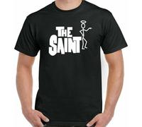 IEGVJSAA The Saint T-Shirt Mens British TV Drama Roger Moore Spy 007 Retro Top Black
