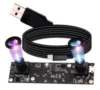 IEights Webcamera_USB 1080P Dual Lens USB Camera Module for Computer Wide Angle Dual Vision PC Camera Mini UVC USB2.0 Webcam Board 3D Stereo Binocular Camera Lightburn Camera for Laser Engraver
