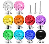 IEIK 10 PCS Colorful Cabinet Knobs Round Glass Bubbles Knobs 30mm Smooth Drawer Pulls Handle for Home, Cabinet, Drawer and Dresser with 3 Different Size Screws