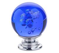 IEIK 10 PCS Crystal Cabinet Knobs Round Glass Bubbles Dresser Knobs Smooth Drawer Knobs Handle for Home, Cabinet, Drawer and Dresser Hardware with 3 Different Size Screws, 30MM (Blue)