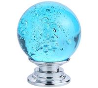 IEIK10 PCS Crystal Cabinet Knobs Azure Blue Round Glass Bubbles Knobs Smooth Drawer Pulls Handle for Home, Cabinet, Drawer and Dresser with 3 Different Size Screws, 30MM (Aqua Blue)