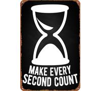 IEITB Make Every Second Count Self-Improvement Posters Vintage Tin Sign for Bar Office Home Wall Decor Gift Retro Metal Sign 12 X 8 inch