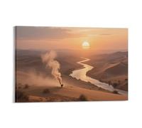 IEJKLUVWX Desert Sunset Canvas Wall Art Rivers Wall Painting Pictures Abstract Artwork for Living Room Bedroom Home Decorations 08x12inch(20x30cm)