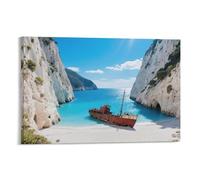 IEJKLUVWX Greek Shipwreck Bay Canvas Wall Art Scenic Spots Wall Painting Pictures Canvas Paintings Gift to Your Families And Friends Or Your Lover 16x24inch(40x60cm)