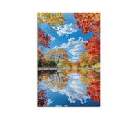 IEJKLUVWX Inverted Image Wall Decor Picture Lake Oil Paintings for Wall Decor Home Office Decorations 16x24inch(40x60cm)
