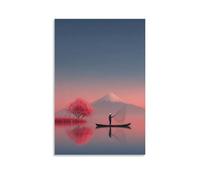 IEJKLUVWX Mount Fuji Fisherman Wall Decor Abstract ArtFade-Resistant Moisture Resistant High Definition for Sofa Background Nursery Housewarming Gift Modern 20x30inch(50x75cm)